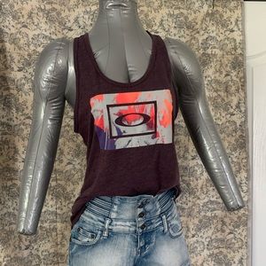 Oakley Purple Racerback Tank Neon Graphic Logo